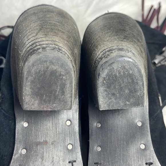 Sam Edelman Louie Black Suede Fringed Booties Sz 8.5 - Picture 8 of 8